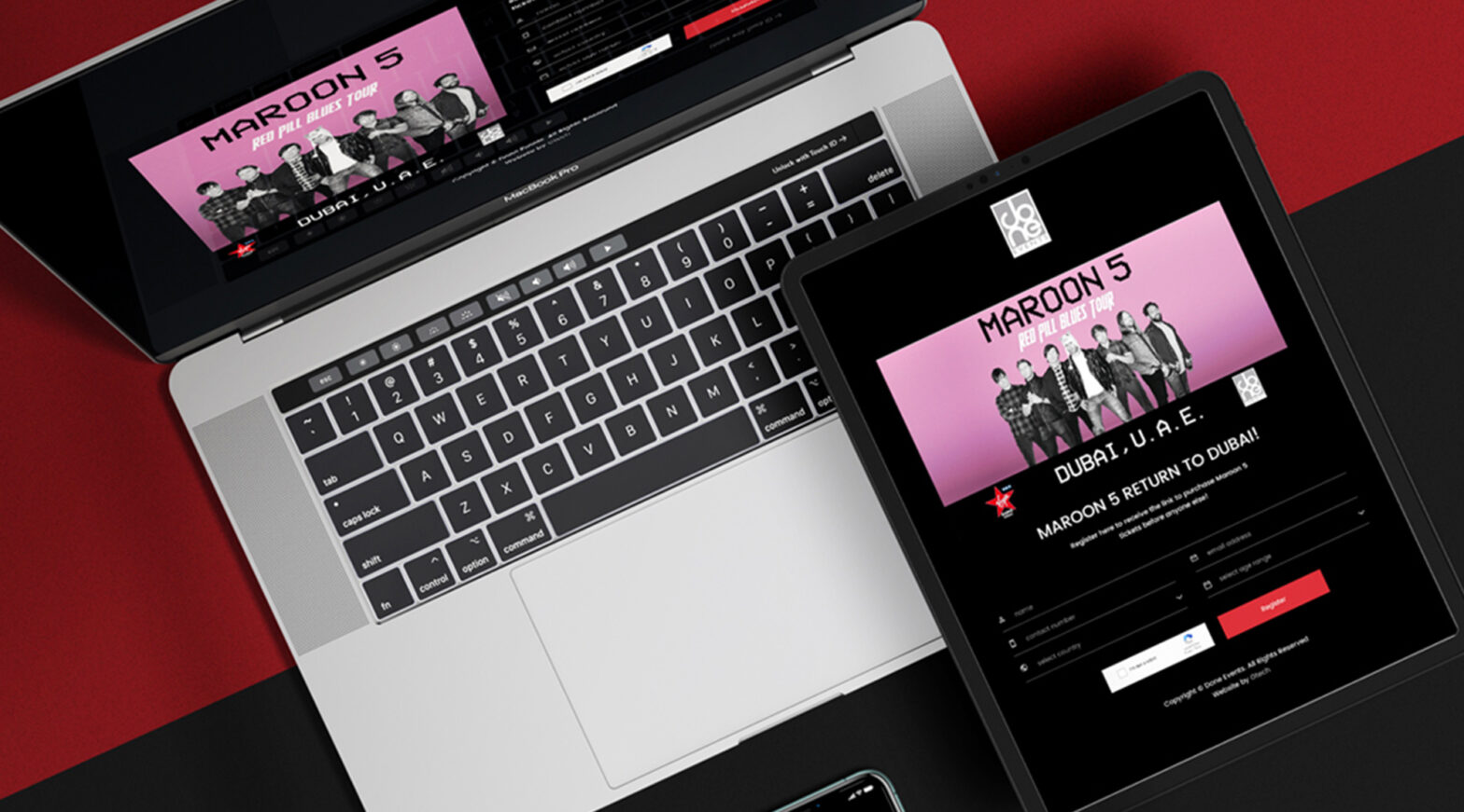 event website design case study for Maroon 5 concert