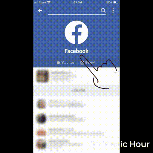 GIF showing how to lock Facebook profile on mobile (Step 1 → Step 3)