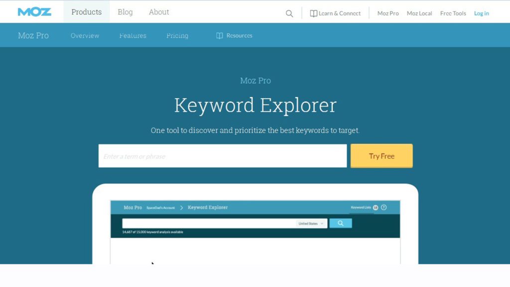 Moz Keyword Explorer - Keyword research tool
