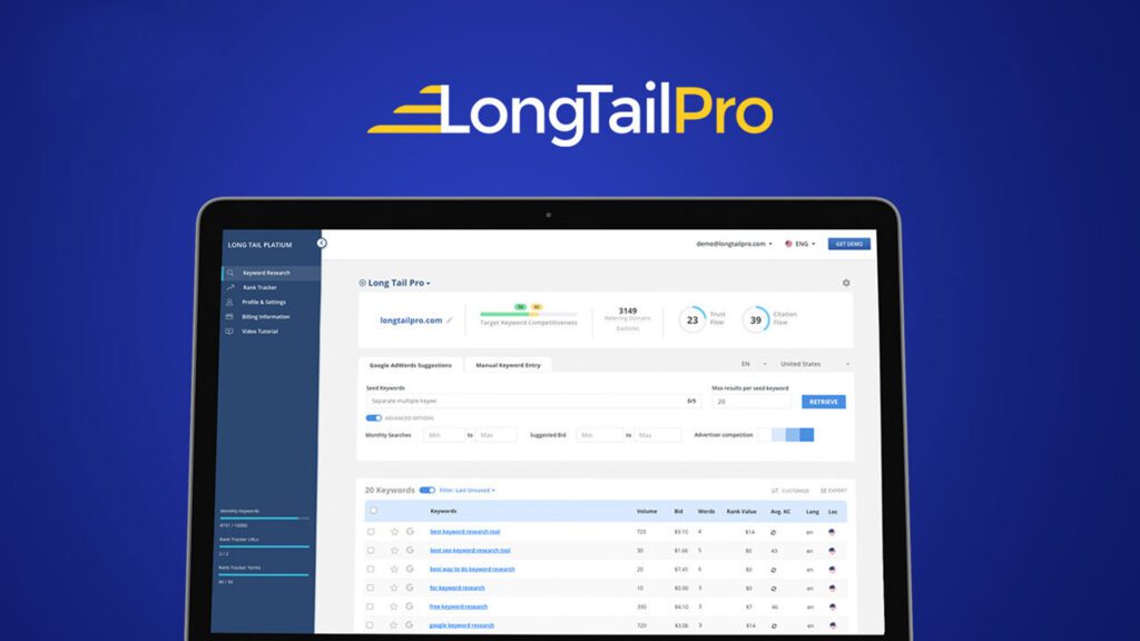Long tail pro - Keyword Research tool