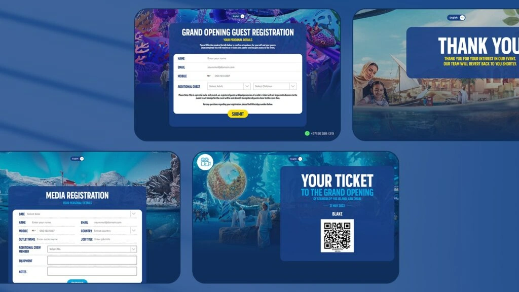 Portfolio for Event Registration Website for SeaWorld