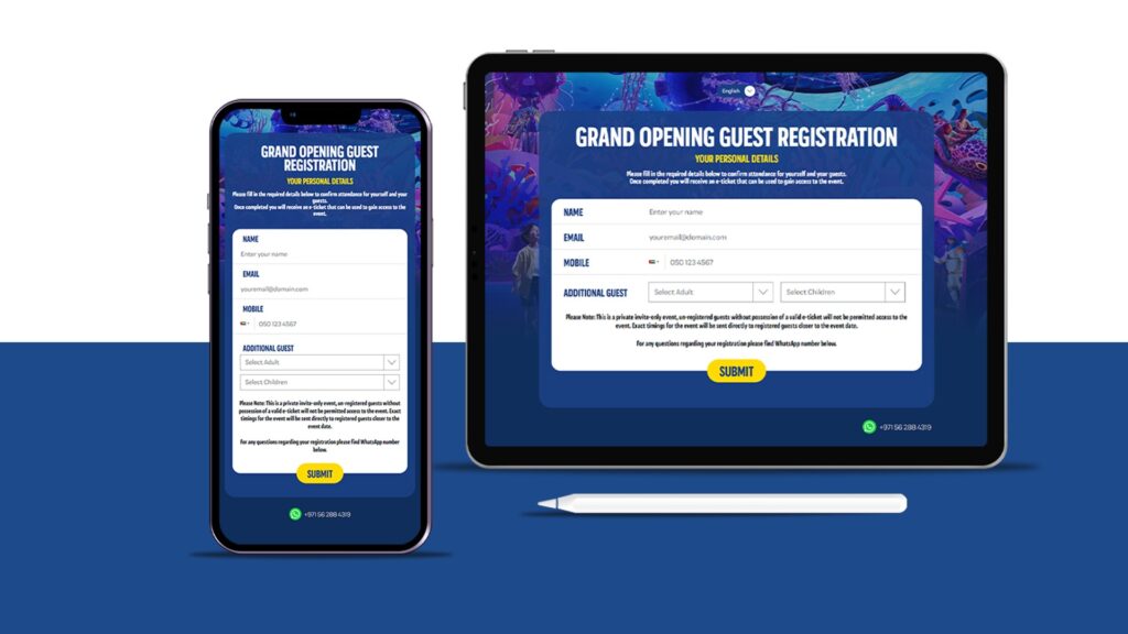 Event Registration Website for SeaWorld Abu Dhabi Grand Opening